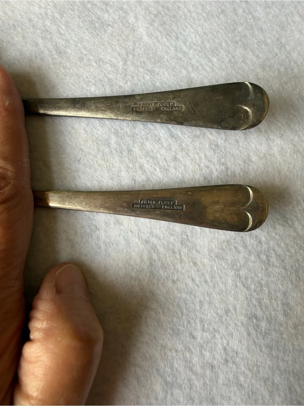 Sheffield England Silver Plated Salad Serving Spoon Fork Set Vintage Patina 9 In